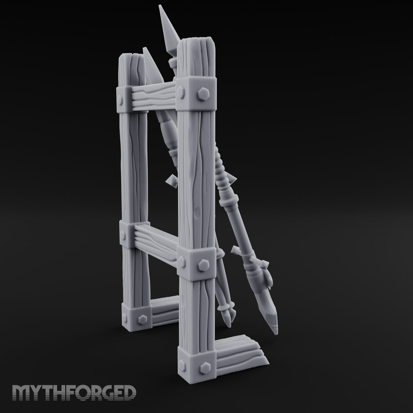 Bolt-Banded Polearm-Stacked Tribal Spear Rack gallery 4
