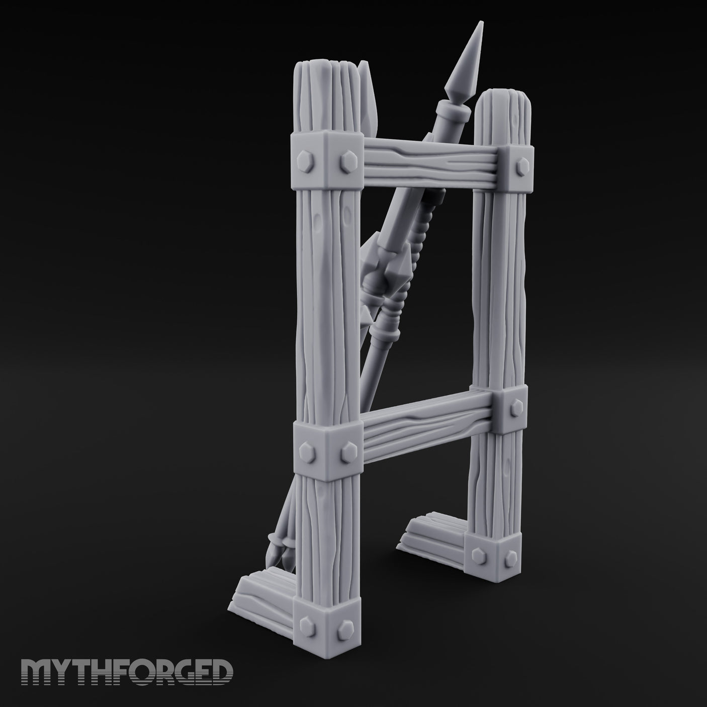 Bolt-Banded Polearm-Stacked Tribal Spear Rack gallery 6