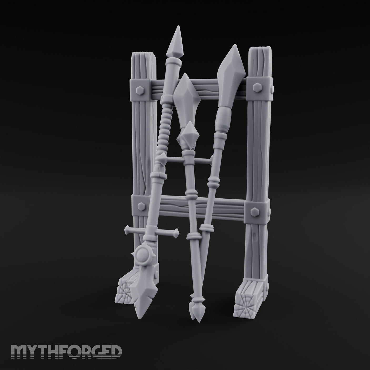 Bolt-Banded Polearm-Stacked Tribal Spear Rack gallery 9