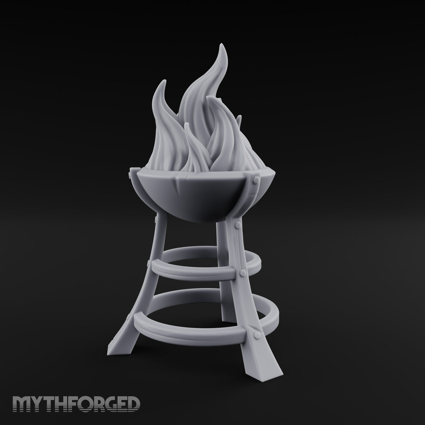 Bolt-Riveted Roaring-Flame Iron Brazier Stand gallery 2