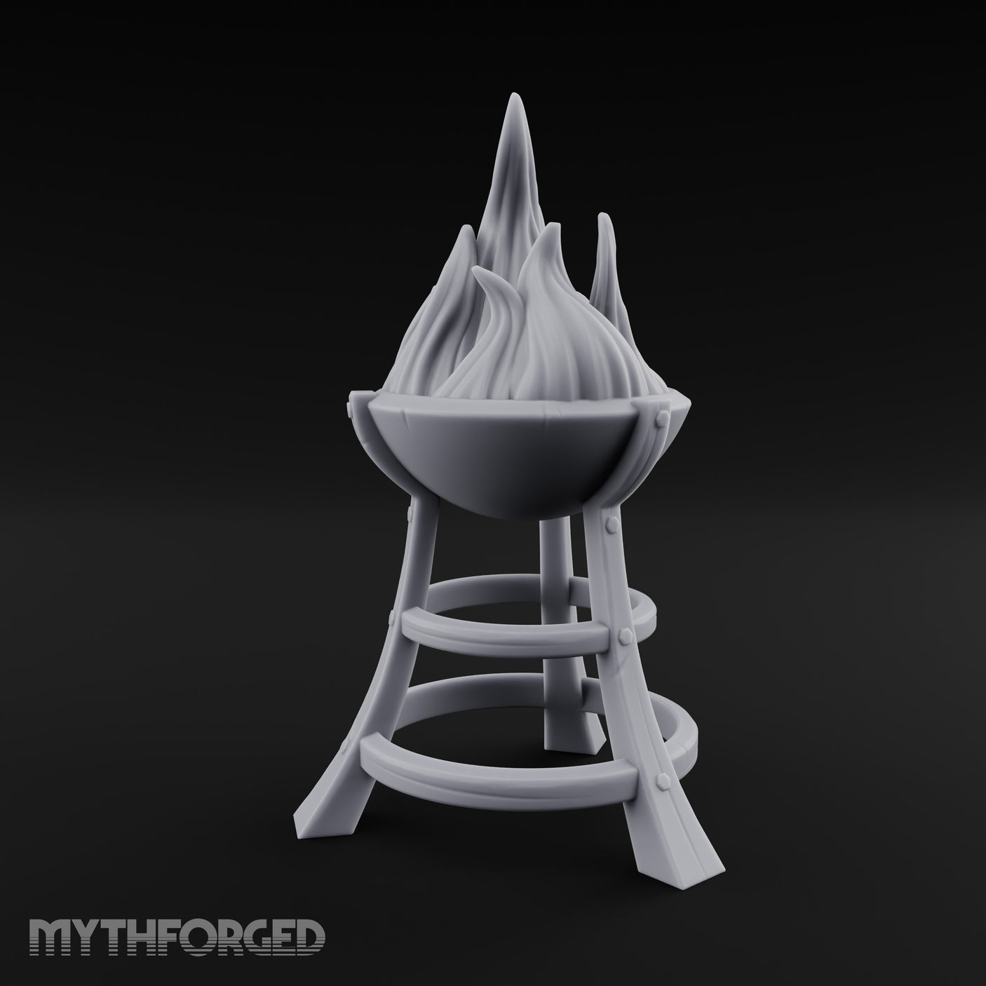 Bolt-Riveted Roaring-Flame Iron Brazier Stand gallery 7