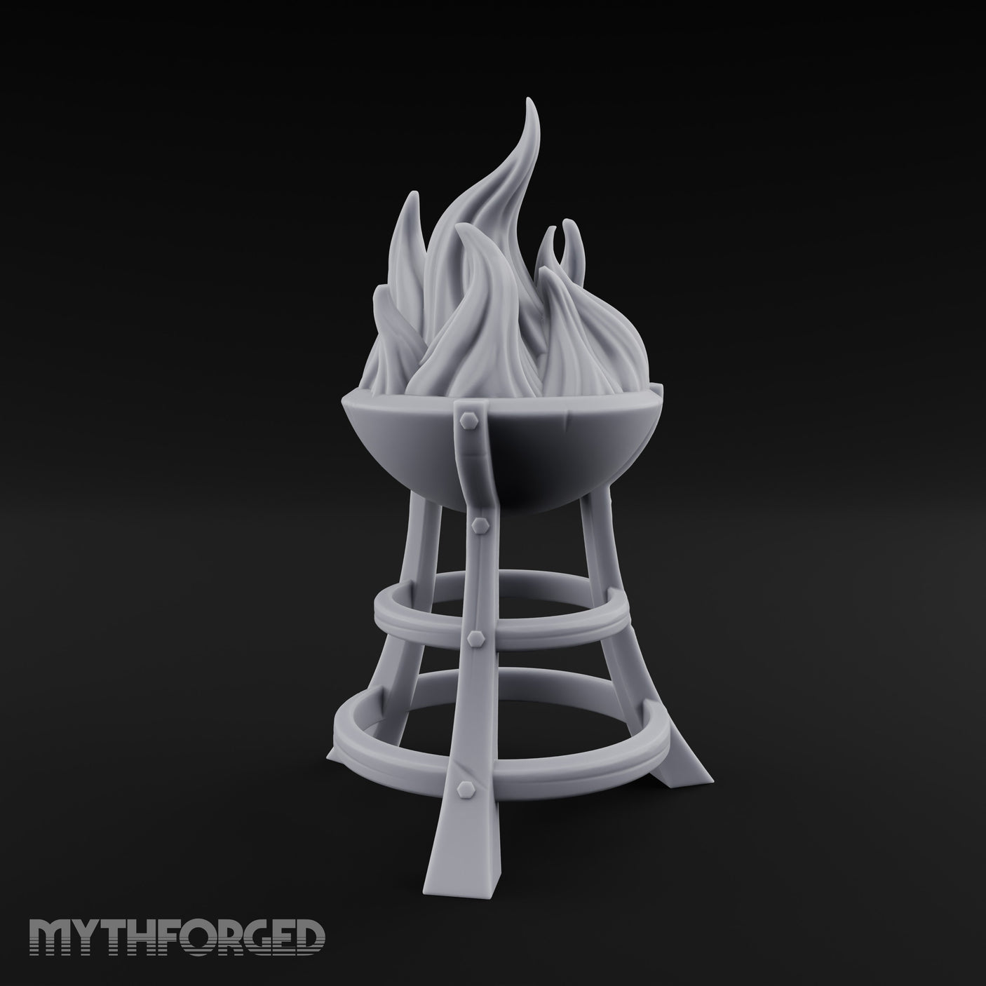 Bolt-Riveted Roaring-Flame Iron Brazier Stand gallery 9