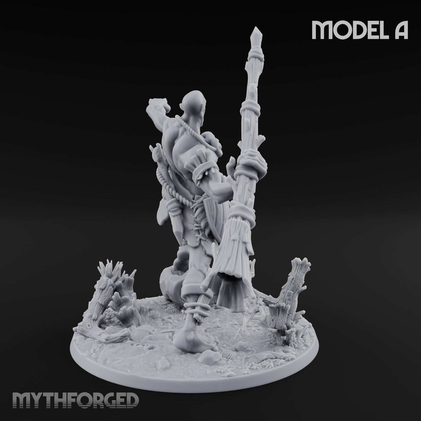 Boulder Launching Hill Giant Hunters A Miniature for Dungeons and Dragons, Pathfinder or other TTRPGs