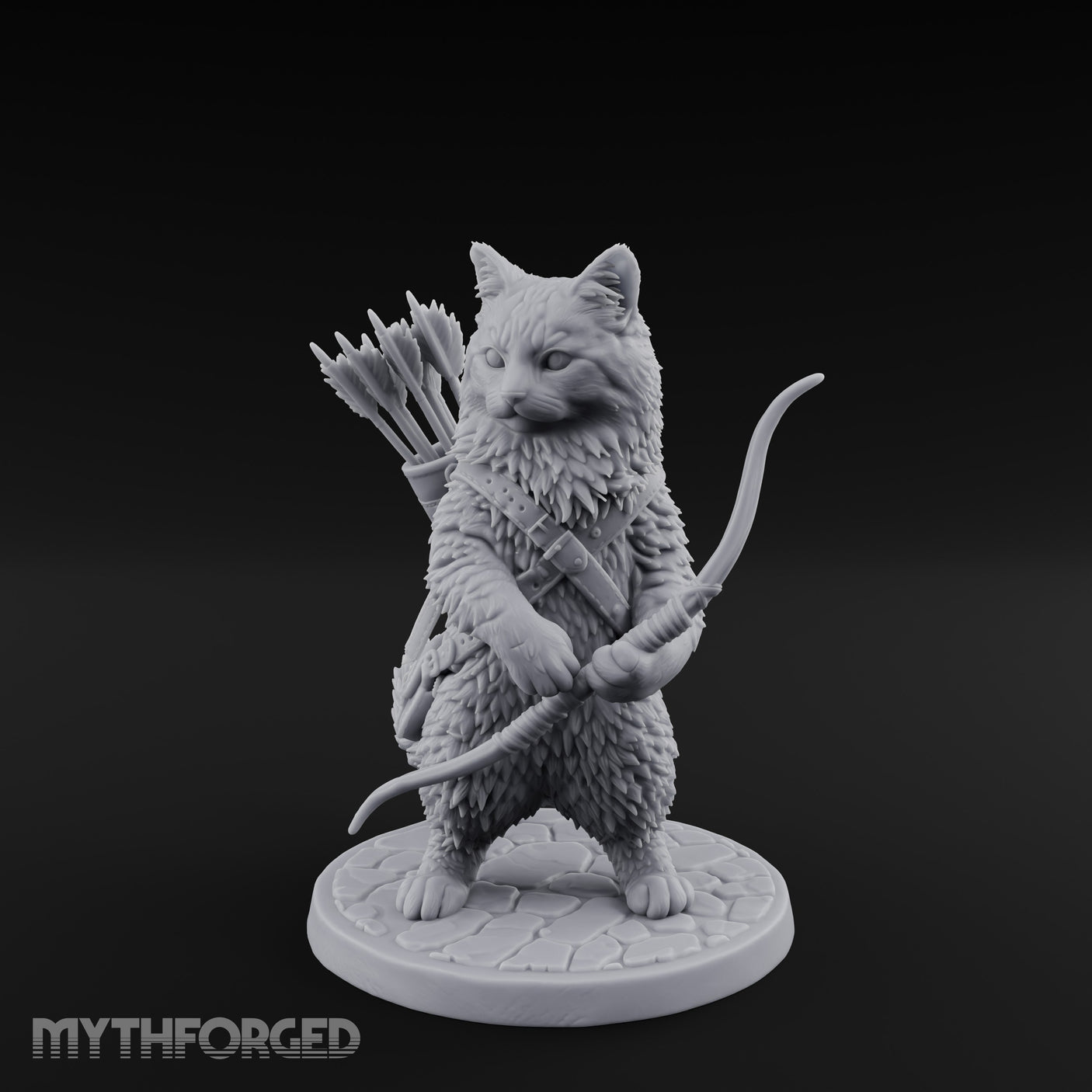 Bow Clutching Tabaxi Ranger Miniature for Dungeons and Dragons, Pathfinder or other TTRPGs