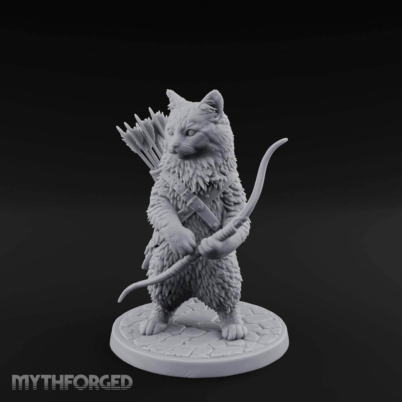 Bow Clutching Tabaxi Ranger Miniature for Dungeons and Dragons, Pathfinder or other TTRPGs