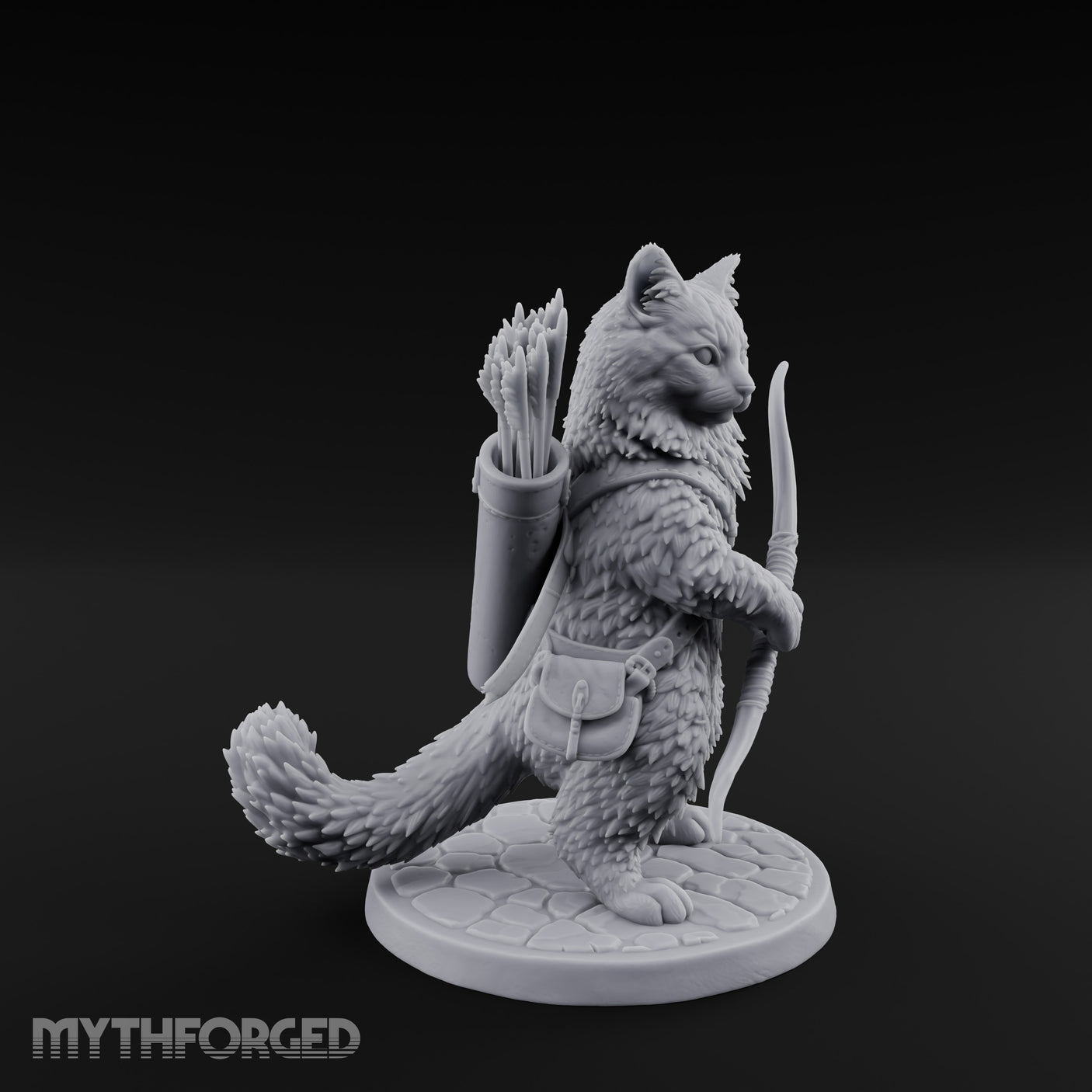 Bow Clutching Tabaxi Ranger Miniature for Dungeons and Dragons, Pathfinder or other TTRPGs