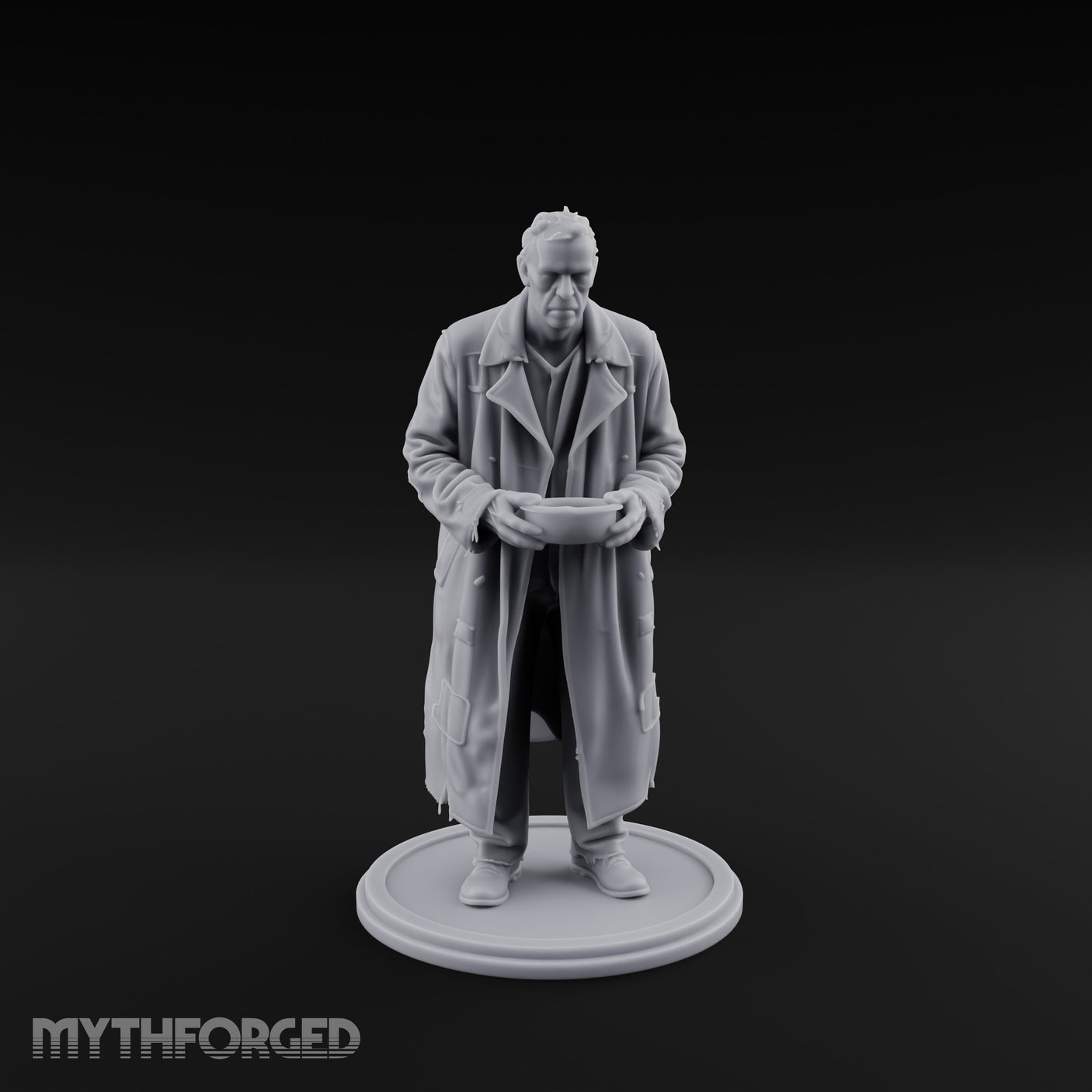 Bowl Clutching Human Beggar Miniature for Dungeons and Dragons, Pathfinder or other TTRPGs