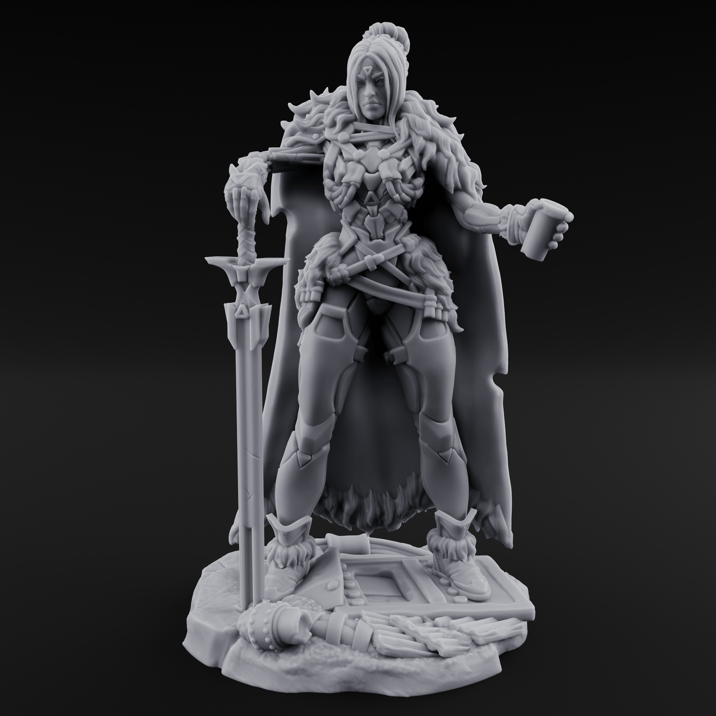 Tankard Raising Human Barbarian Miniature for Dungeons and Dragons, Pathfinder or other TTRPGs