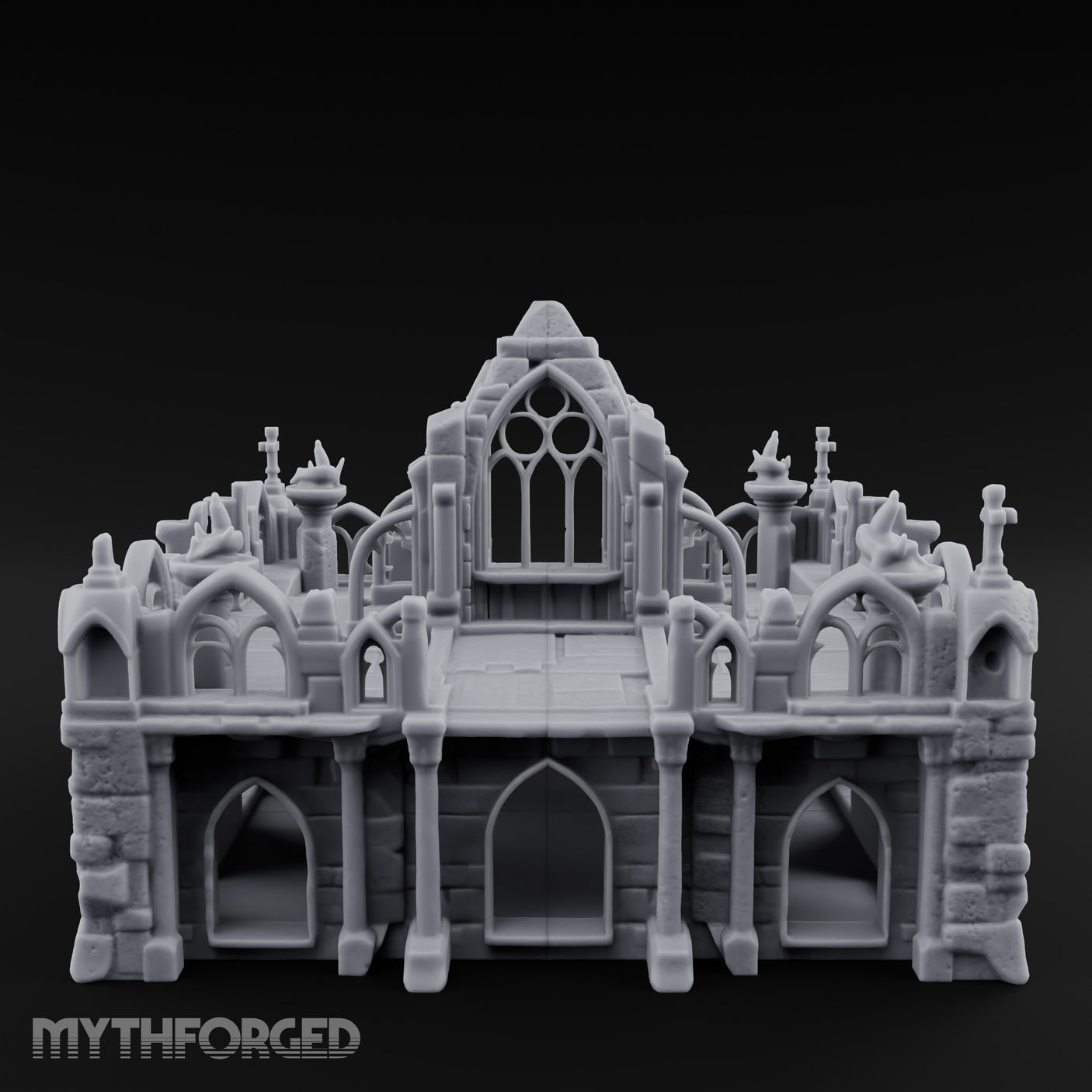 Brazier-Flanked Stair-Risen Gothic Cathedral Dais Miniature for Dungeons and Dragons, Pathfinder or other TTRPGs