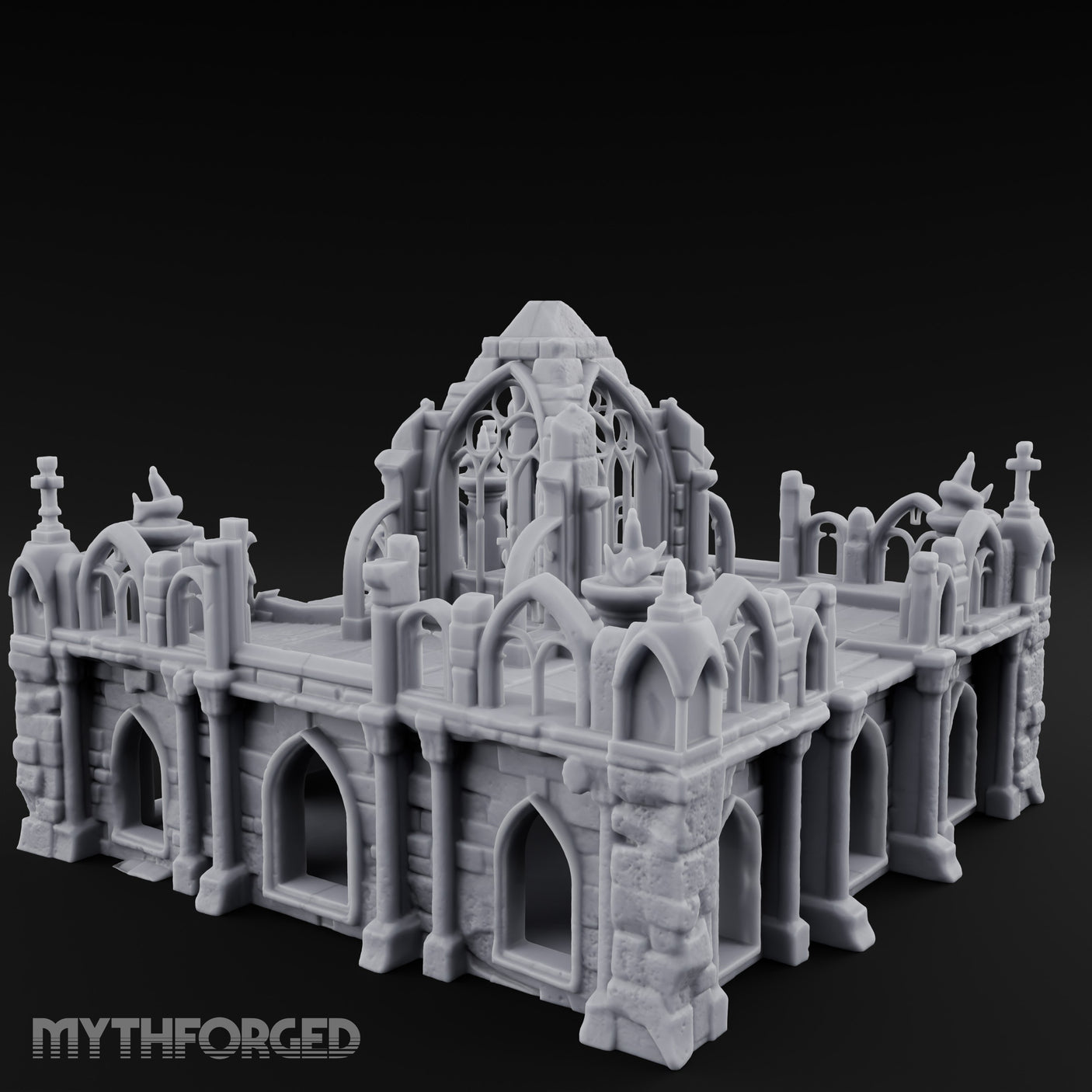 Brazier-Flanked Stair-Risen Gothic Cathedral Dais Miniature for Dungeons and Dragons, Pathfinder or other TTRPGs