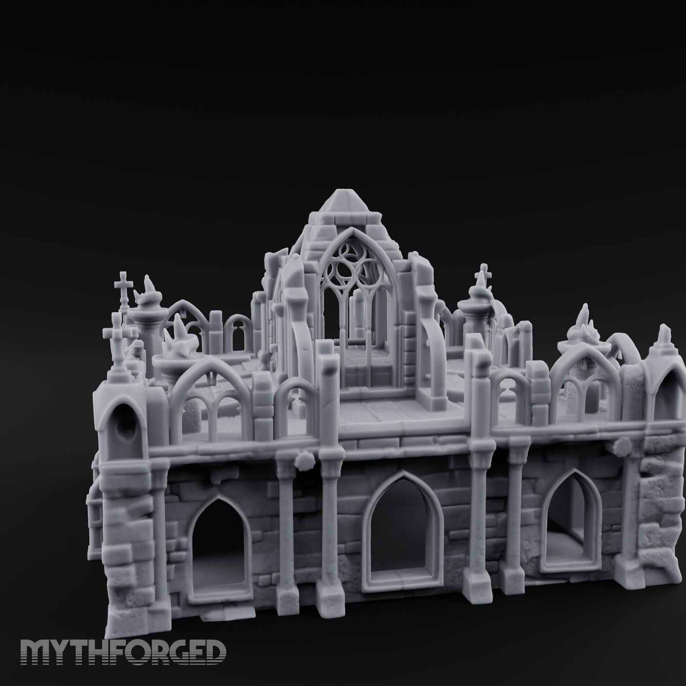 Brazier-Flanked Stair-Risen Gothic Cathedral Dais Miniature for Dungeons and Dragons, Pathfinder or other TTRPGs