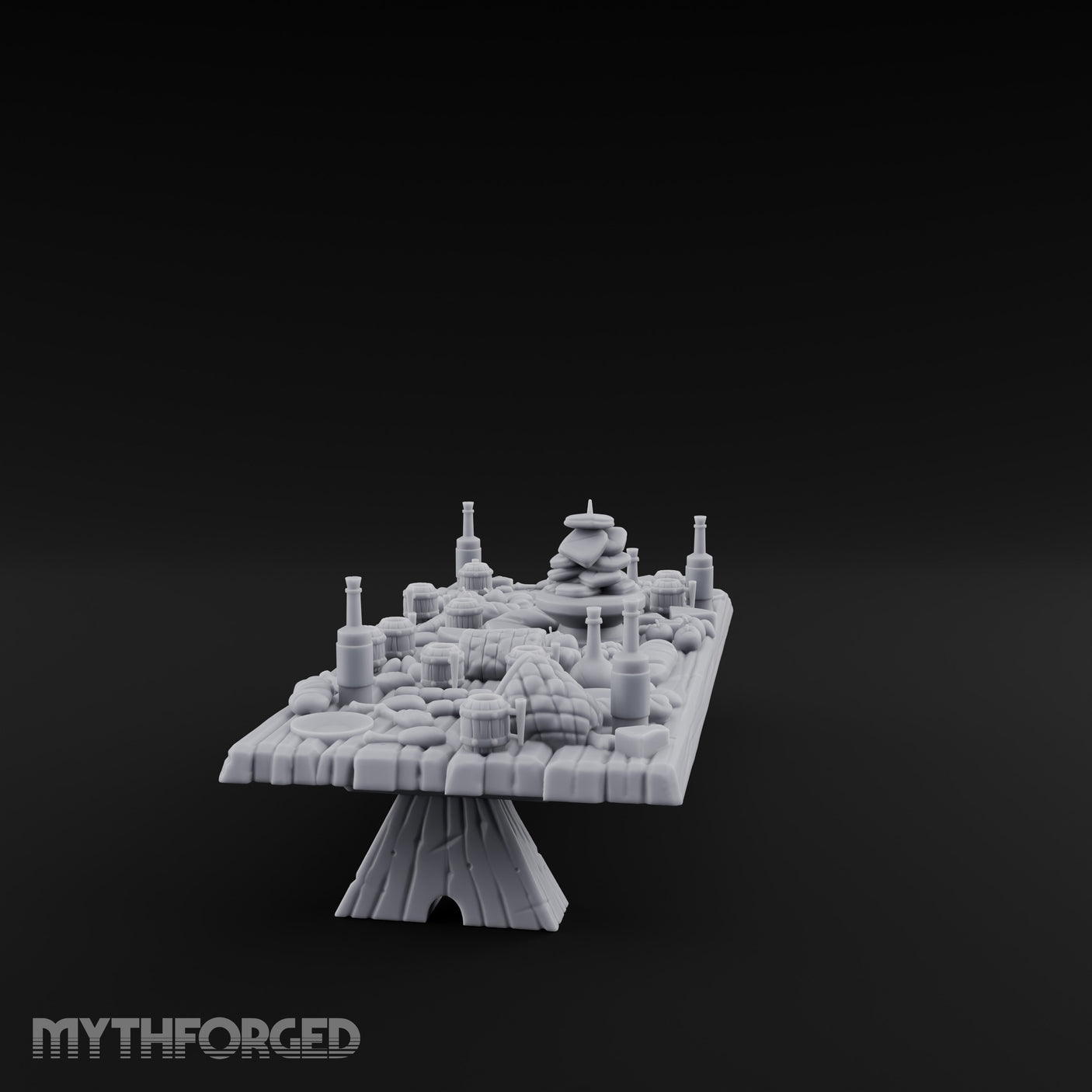 Bread-Piled Flagon-Crowded Feast Banquet Table Miniature for Dungeons and Dragons, Pathfinder or other TTRPGs