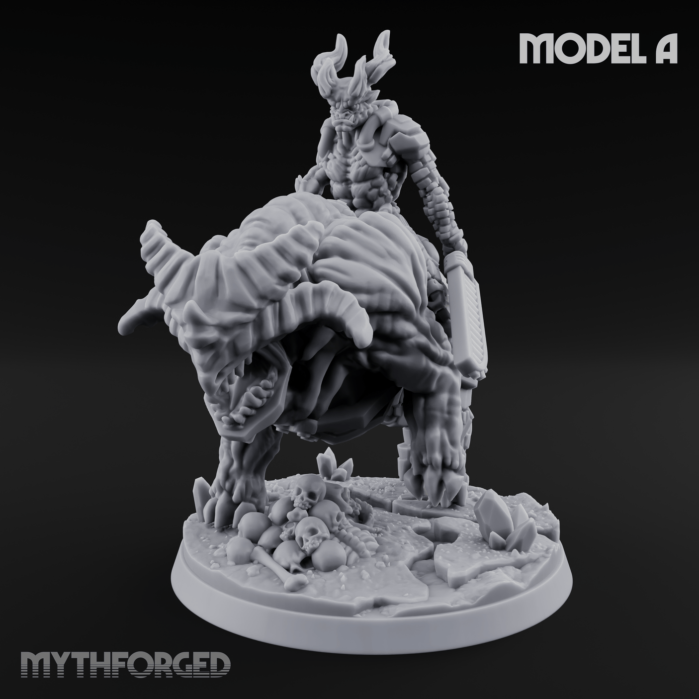 Mounted And Crowned Demon Warlord A Miniature for Dungeons and Dragons, Pathfinder or other TTRPGs