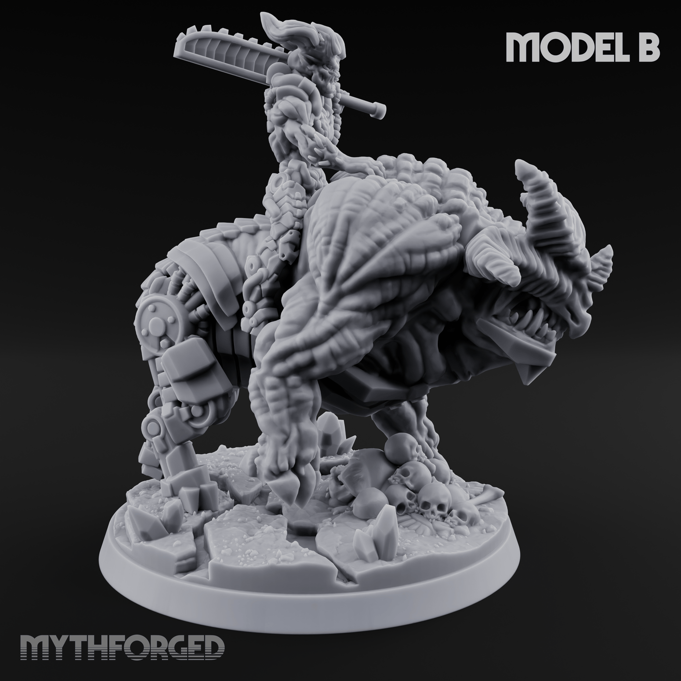Mounted And Crowned Demon Warlord B Miniature for Dungeons and Dragons, Pathfinder or other TTRPGs