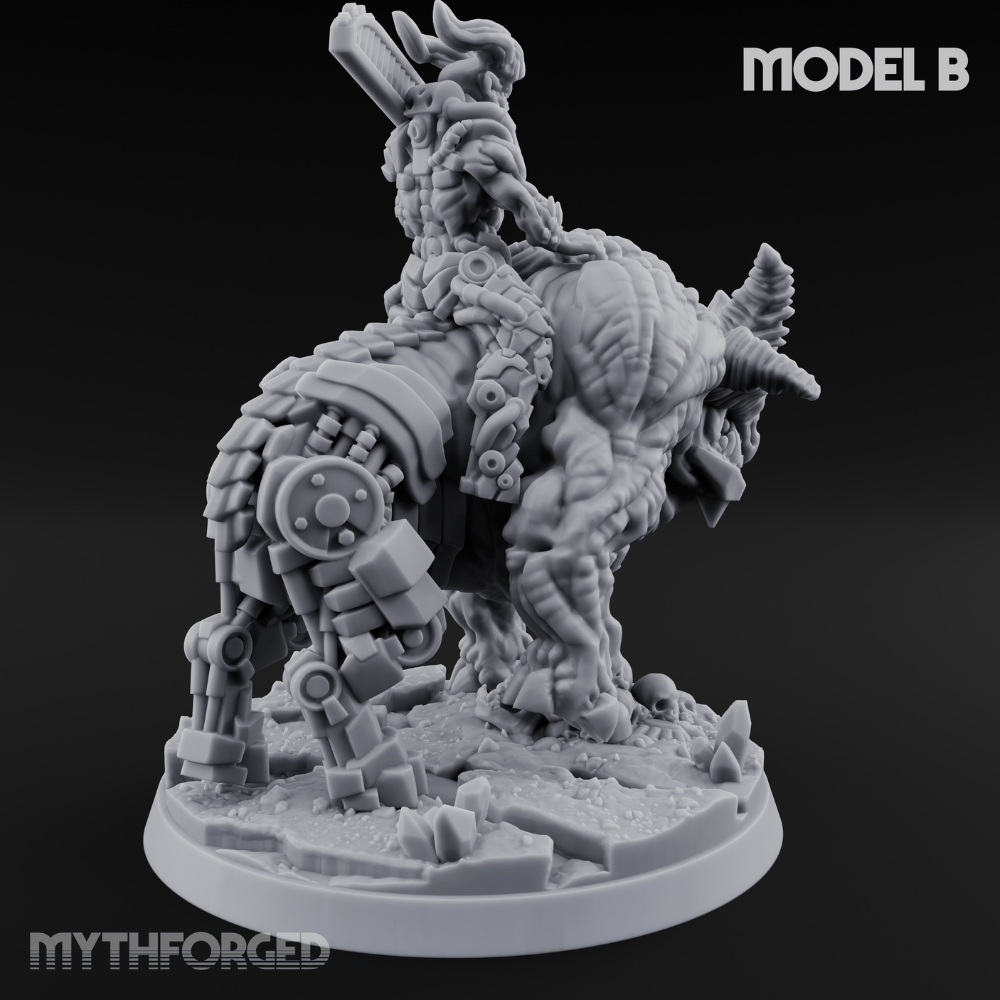 Mounted And Crowned Demon Warlord B Miniature for Dungeons and Dragons, Pathfinder or other TTRPGs
