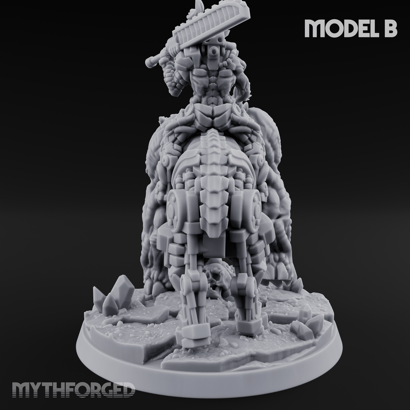Mounted And Crowned Demon Warlord B Miniature for Dungeons and Dragons, Pathfinder or other TTRPGs