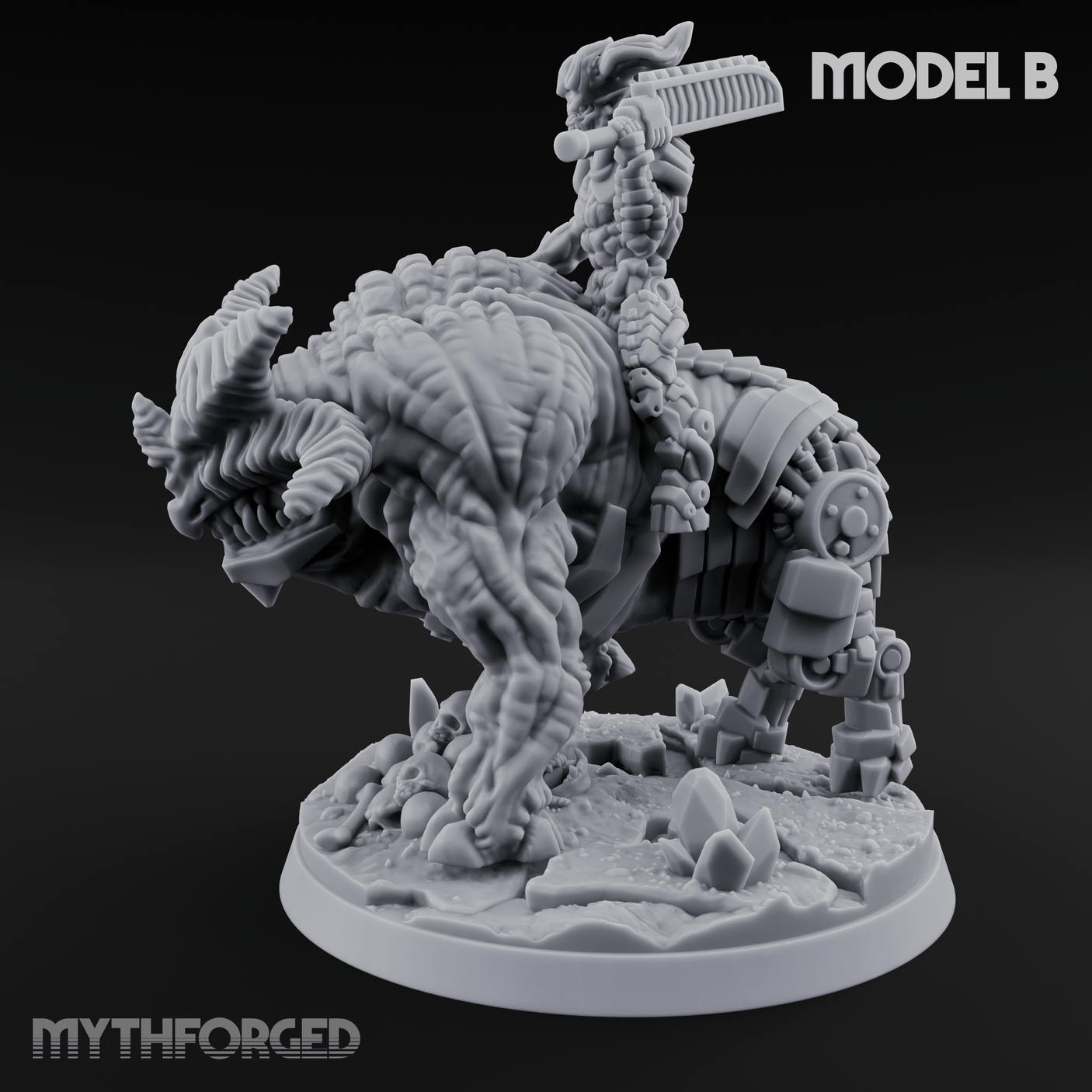 Mounted And Crowned Demon Warlord B Miniature for Dungeons and Dragons, Pathfinder or other TTRPGs