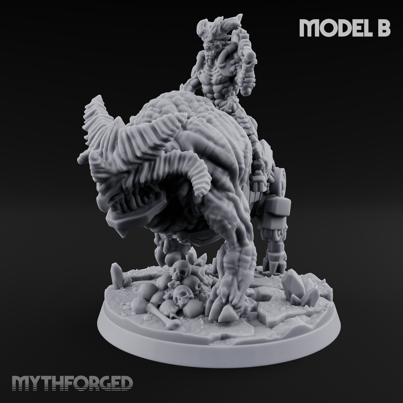 Mounted And Crowned Demon Warlord B Miniature for Dungeons and Dragons, Pathfinder or other TTRPGs