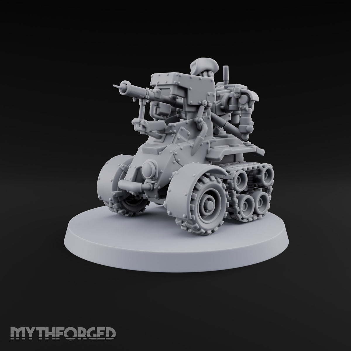 Hat Tipped, Barrel Levelled Warforged Tracked Anti-Tank Automaton