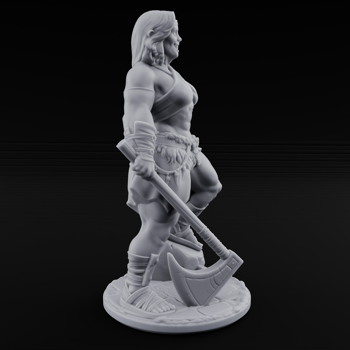Grinning Ear To Ear Human Barbarian Miniature for Dungeons and Dragons, Pathfinder or other TTRPGs