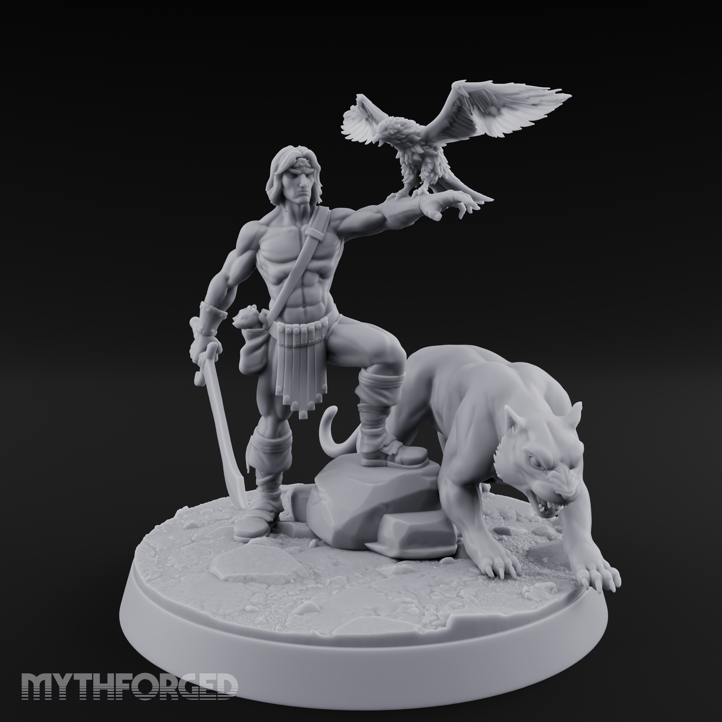 Falconry Commanding Human Warrior Miniature for Dungeons and Dragons, Pathfinder or other TTRPGs