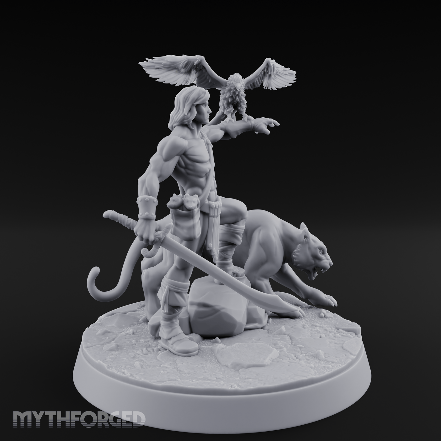 Falconry Commanding Human Warrior Miniature for Dungeons and Dragons, Pathfinder or other TTRPGs