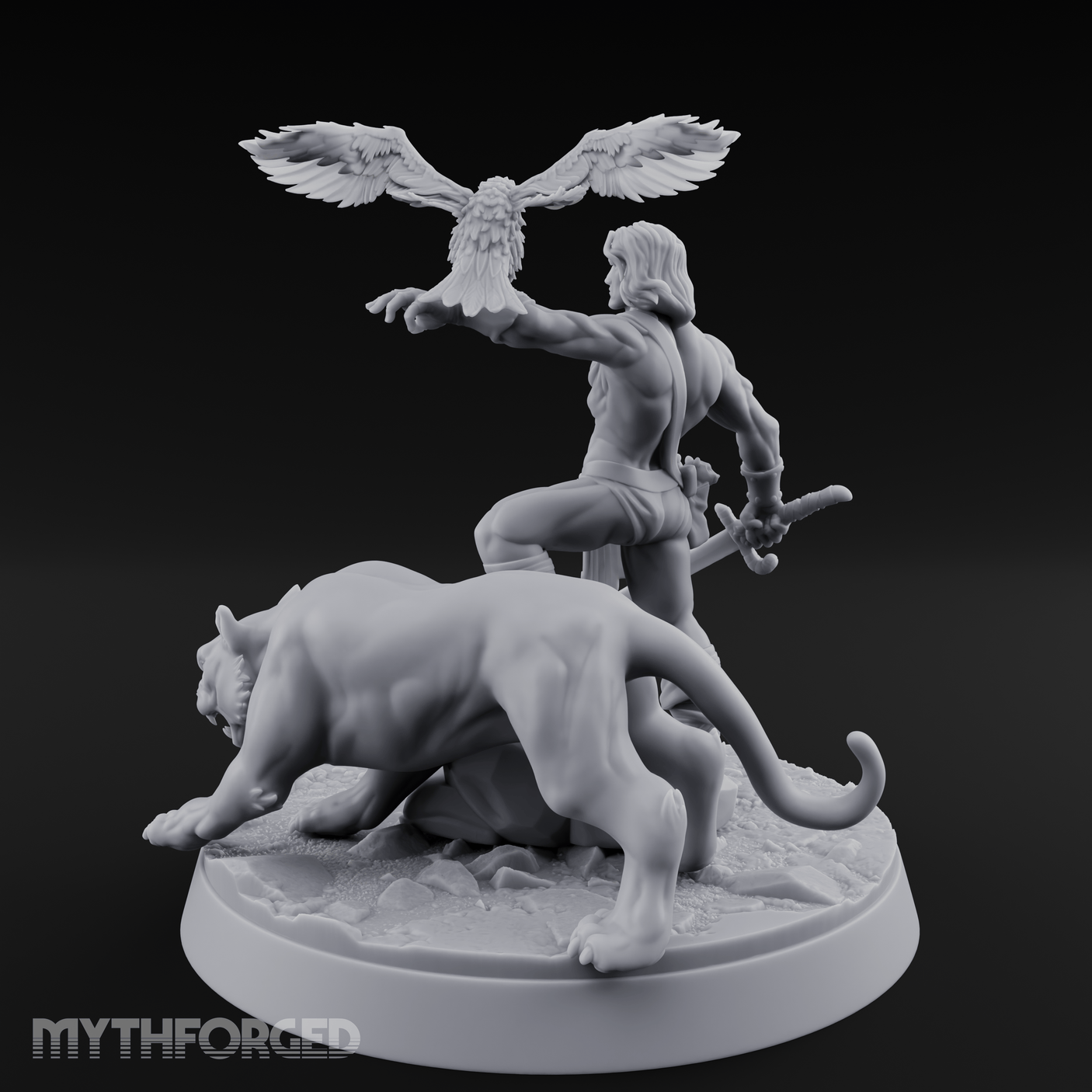Falconry Commanding Human Warrior Miniature for Dungeons and Dragons, Pathfinder or other TTRPGs
