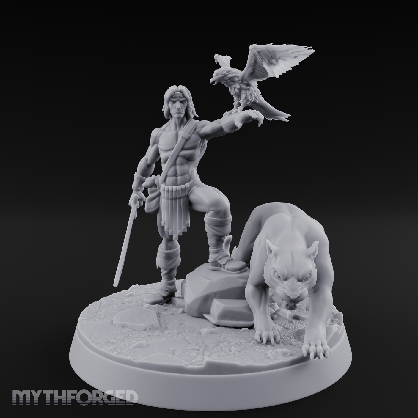 Falconry Commanding Human Warrior Miniature for Dungeons and Dragons, Pathfinder or other TTRPGs