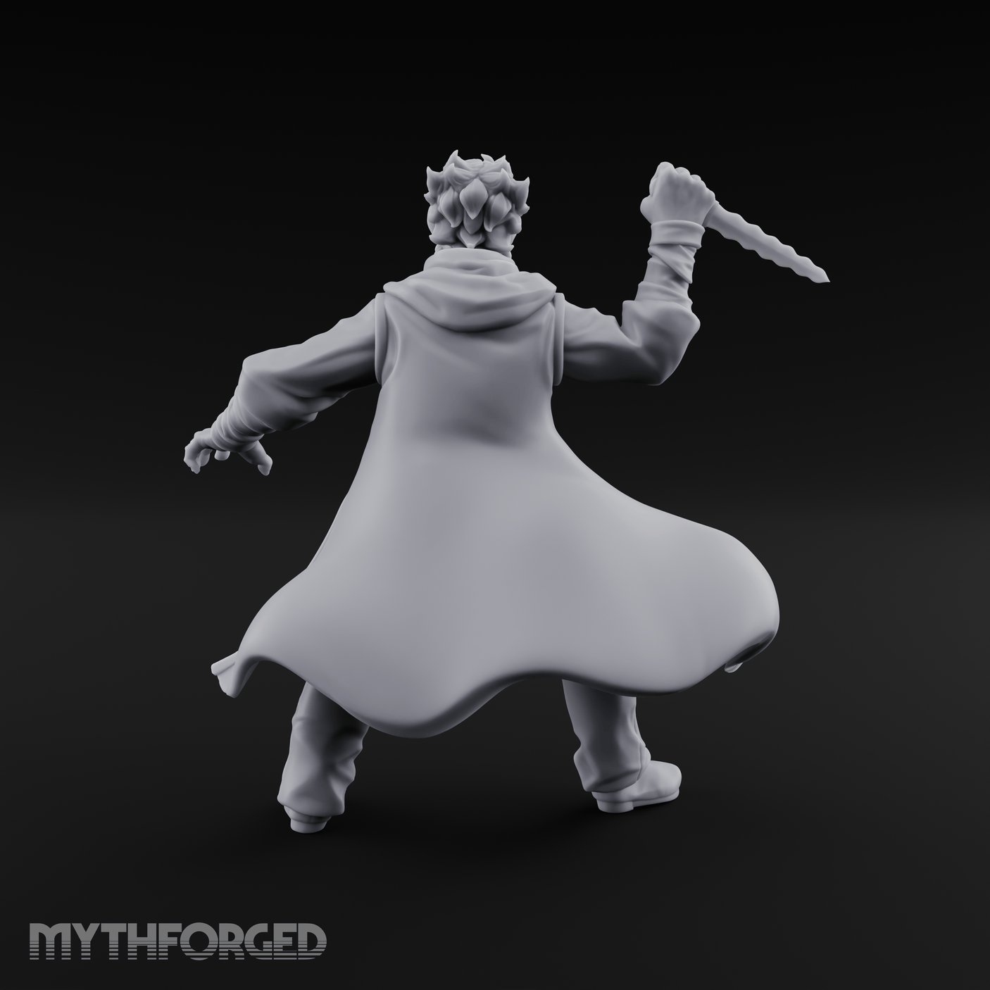 Dagger Raised Defiant Angry Human Miniature for Dungeons and Dragons, Pathfinder or other TTRPGs