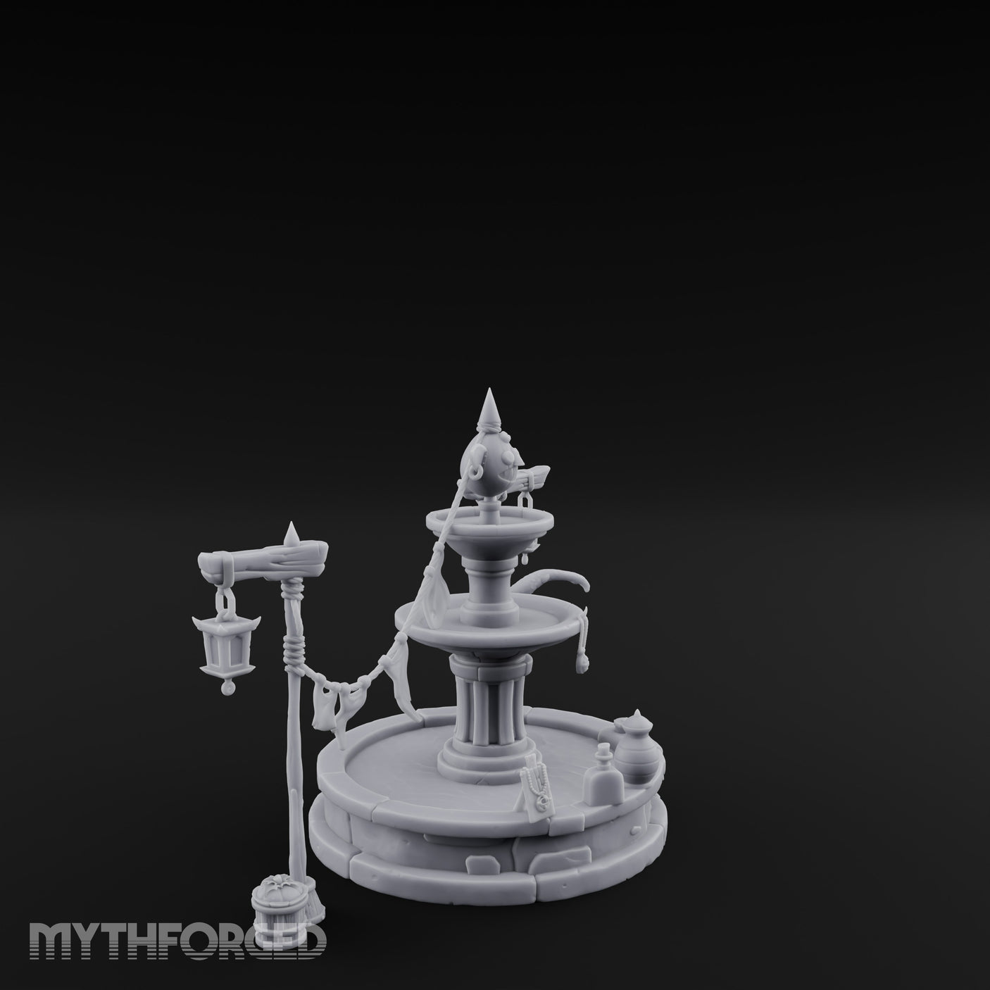 Bunting-Strung Lantern-Flanked Goblin Market Fountain Set gallery 3