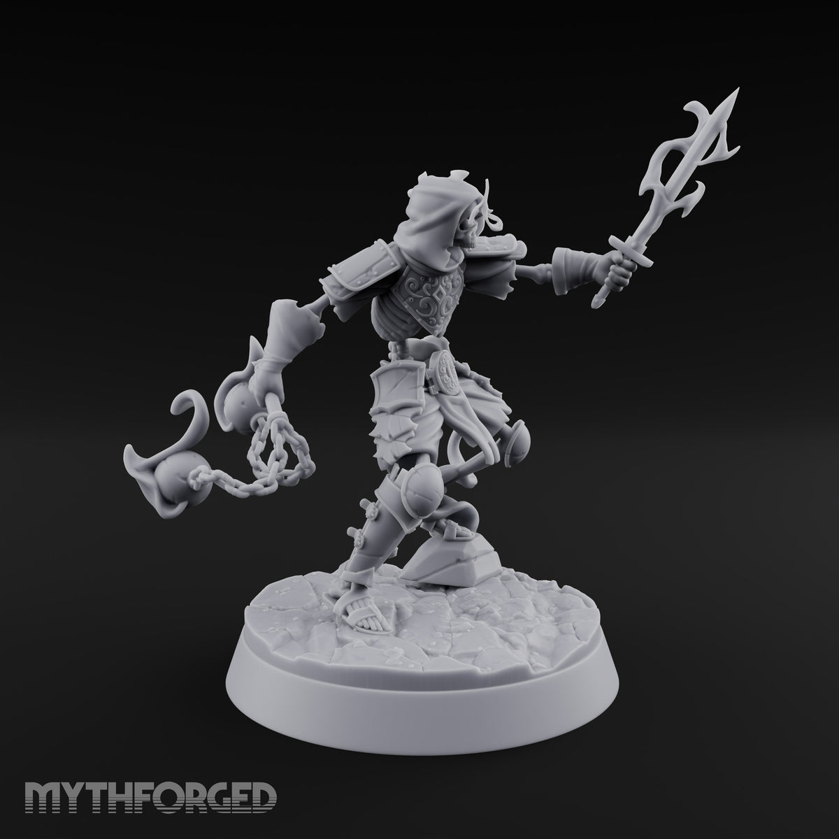 Skulls Aflame Skeleton Warrior B — Flail & Sword