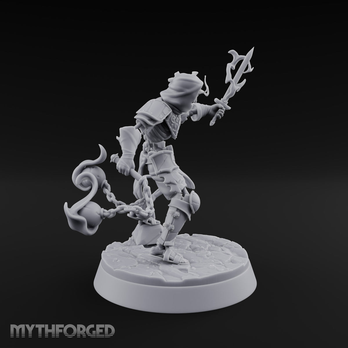 Skulls Aflame Skeleton Warrior B — Flail & Sword