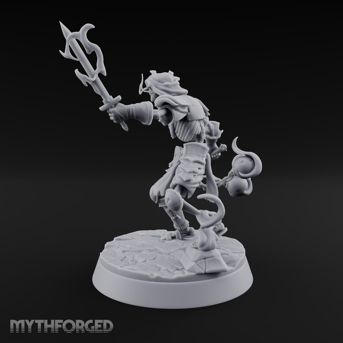 Skulls Aflame Skeleton Warrior B — Flail & Sword