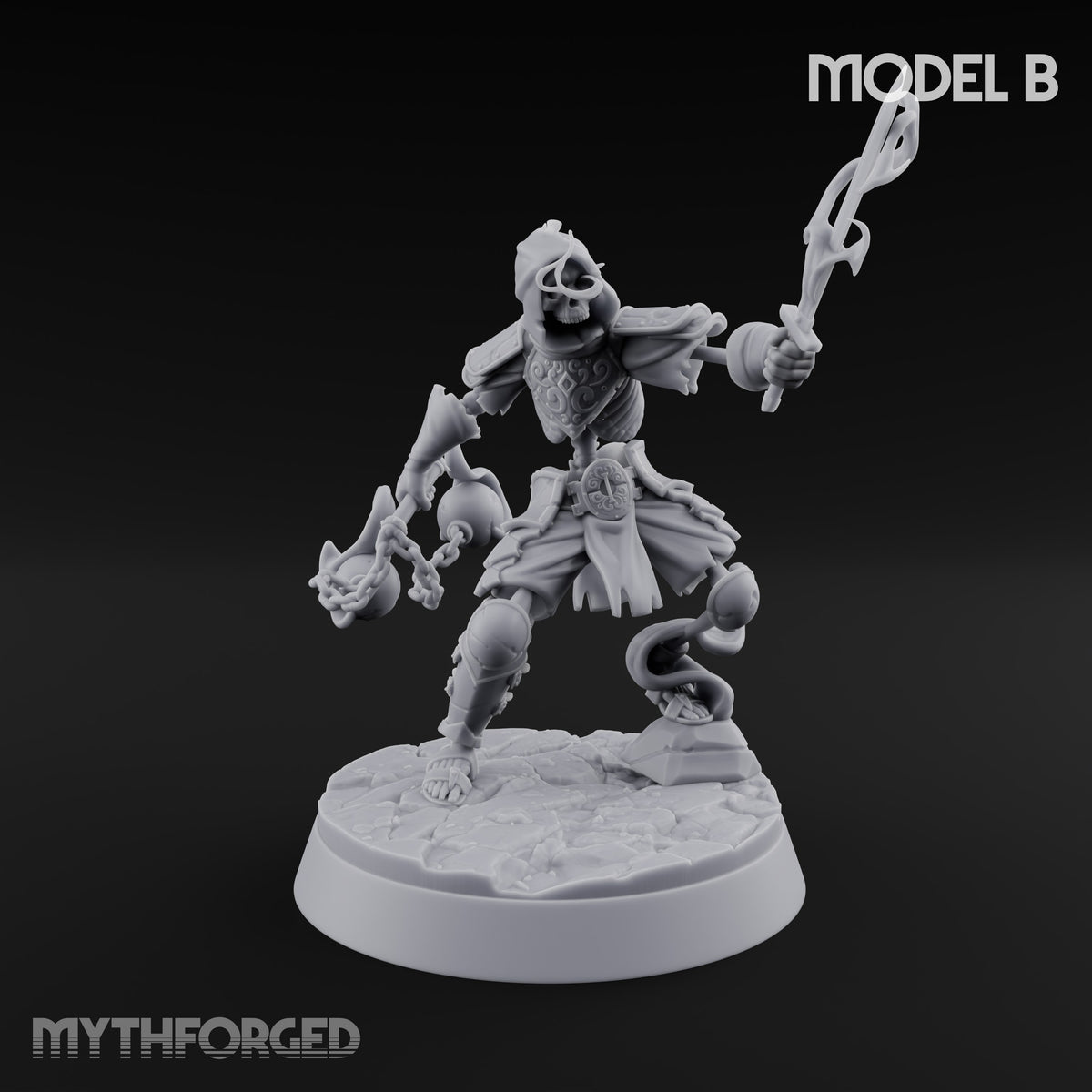 Skulls Aflame Skeleton Warrior B — Flail & Sword