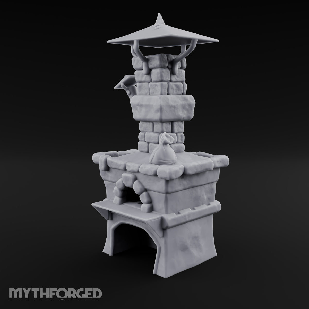 Smoke Rises Through the Mushroom Cap Stone Oven with Tall Chimney