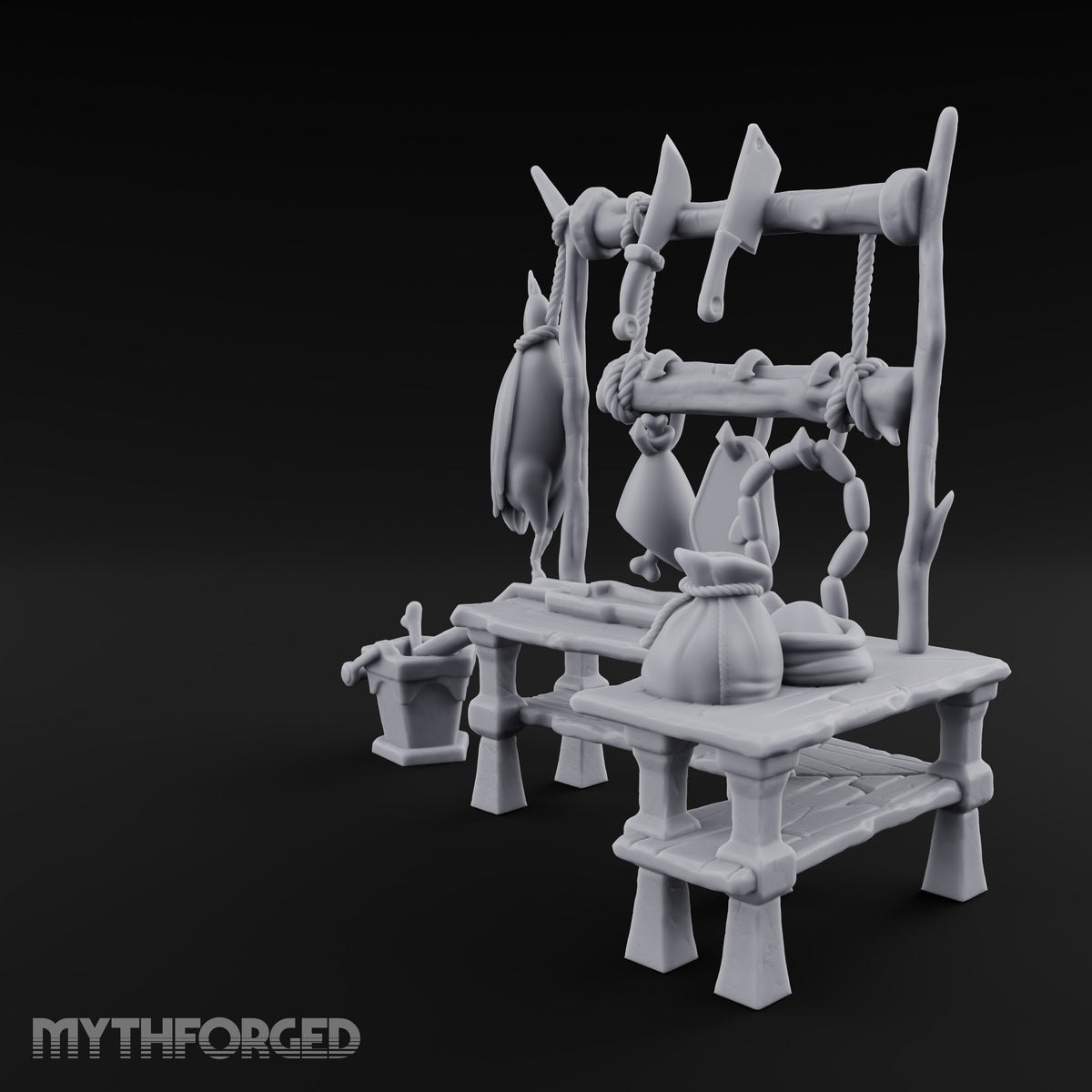 Fresh Off the Hook Wooden Butcher Stall