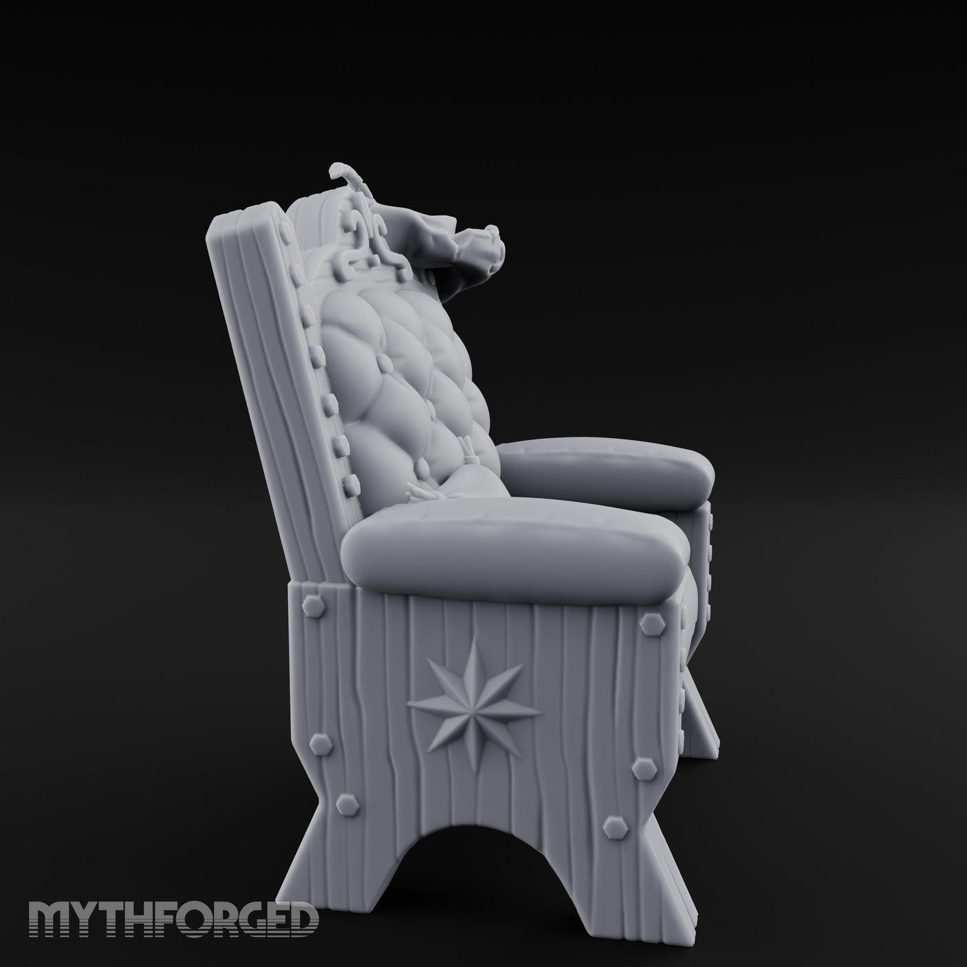 Button-Tufted Noble Captain's Armchair Miniature for Dungeons and Dragons, Pathfinder or other TTRPGs