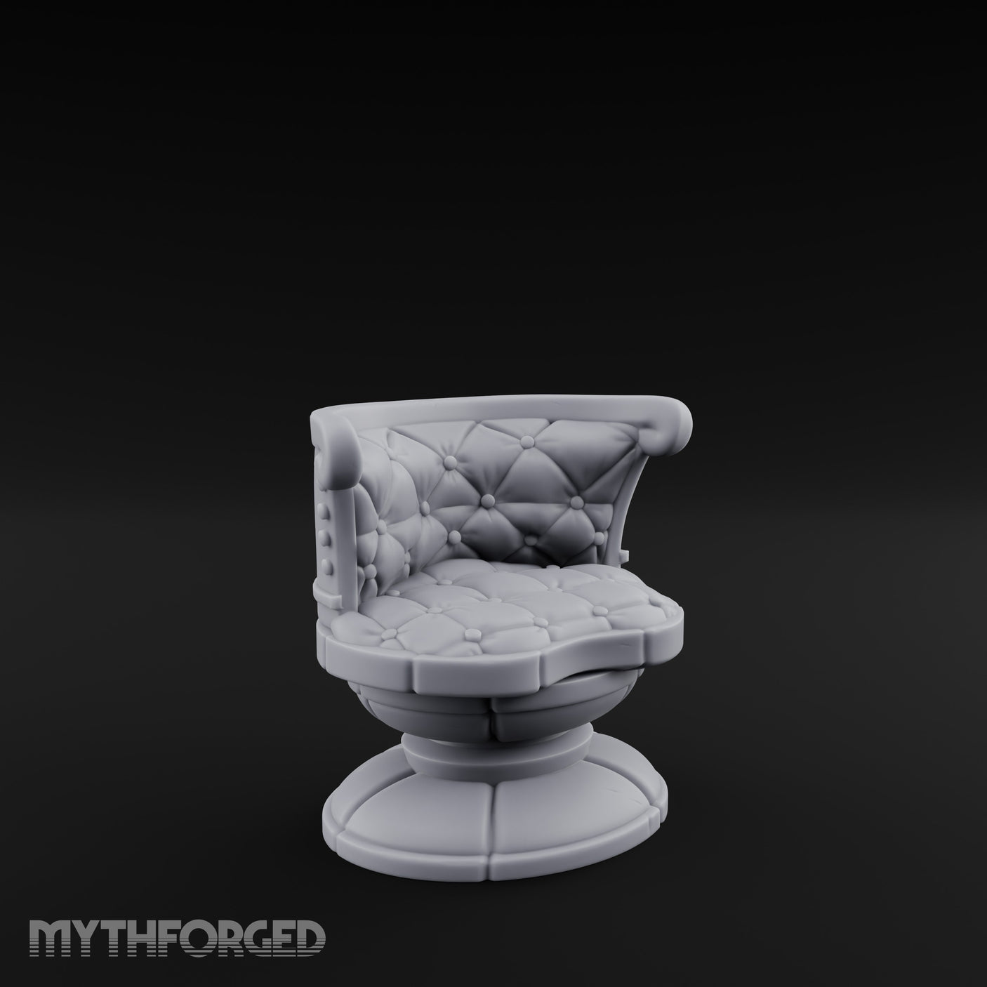 Button-Tufted Pedestal-Based Noble Swivel Chair Miniature for Dungeons and Dragons, Pathfinder or other TTRPGs