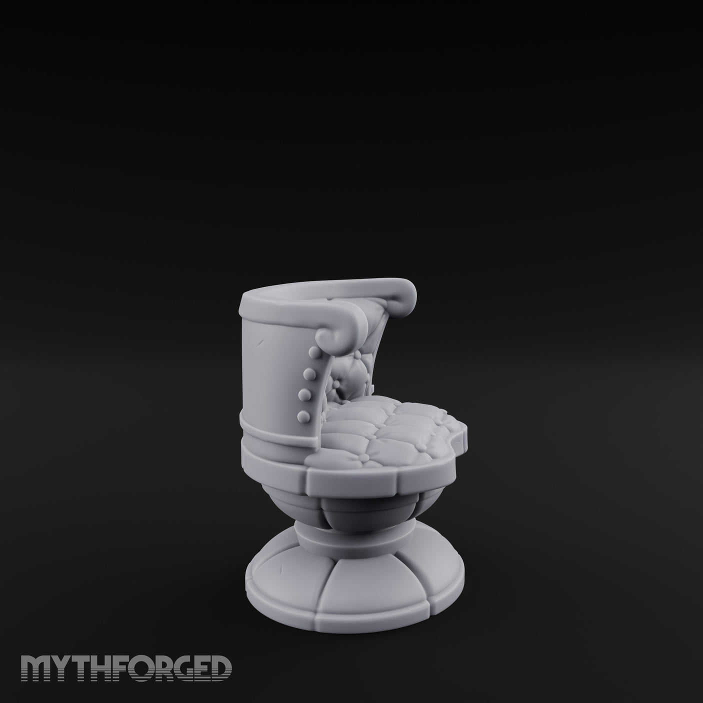 Button-Tufted Pedestal-Based Noble Swivel Chair Miniature for Dungeons and Dragons, Pathfinder or other TTRPGs
