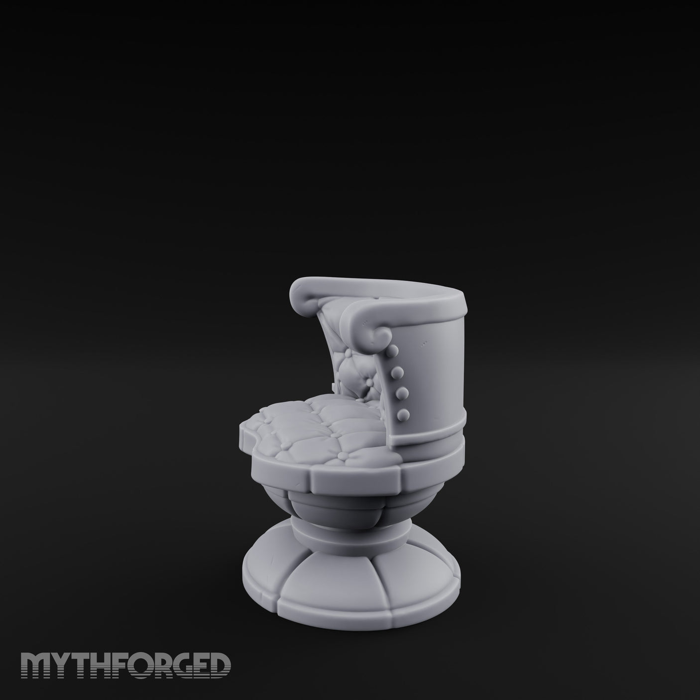 Button-Tufted Pedestal-Based Noble Swivel Chair Miniature for Dungeons and Dragons, Pathfinder or other TTRPGs