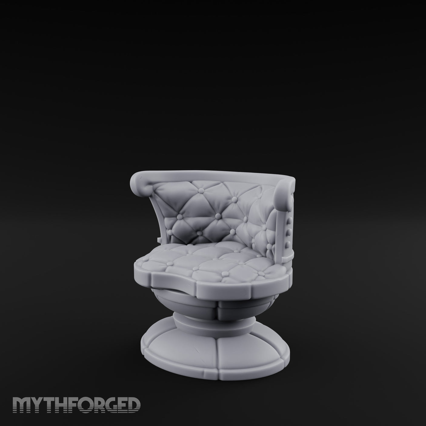 Button-Tufted Pedestal-Based Noble Swivel Chair Miniature for Dungeons and Dragons, Pathfinder or other TTRPGs