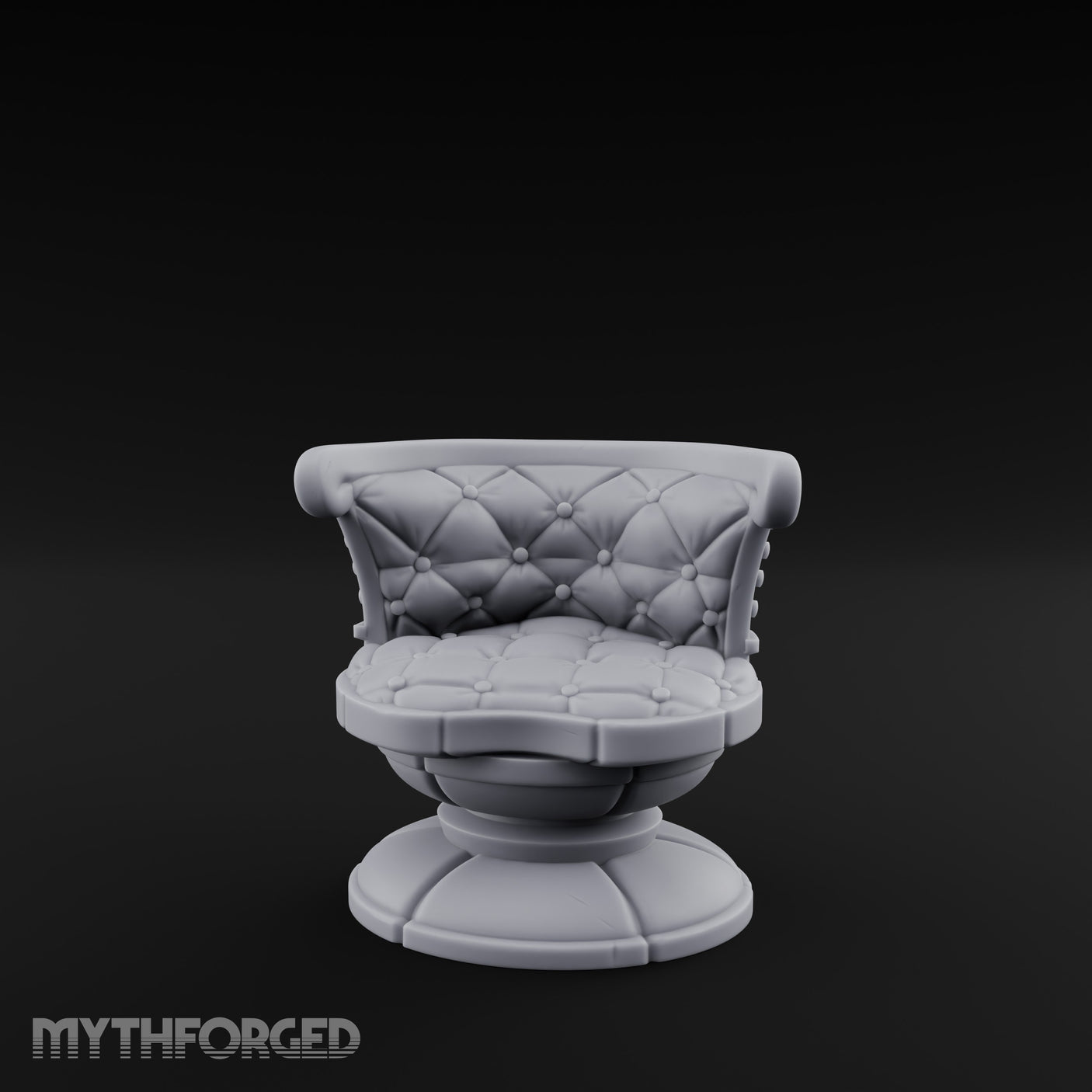 Button-Tufted Pedestal-Based Noble Swivel Chair Miniature for Dungeons and Dragons, Pathfinder or other TTRPGs