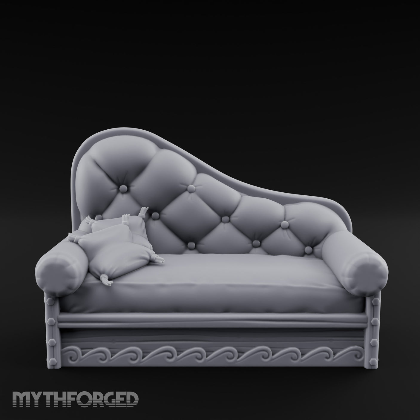Button-Tufted Wave-Scrolled Pirate Captain's Chaise Lounge