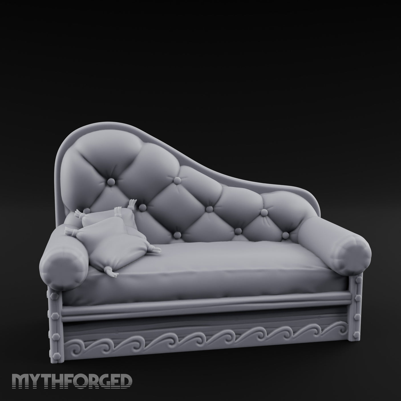 Button-Tufted Wave-Scrolled Pirate Captain's Chaise Lounge gallery 1
