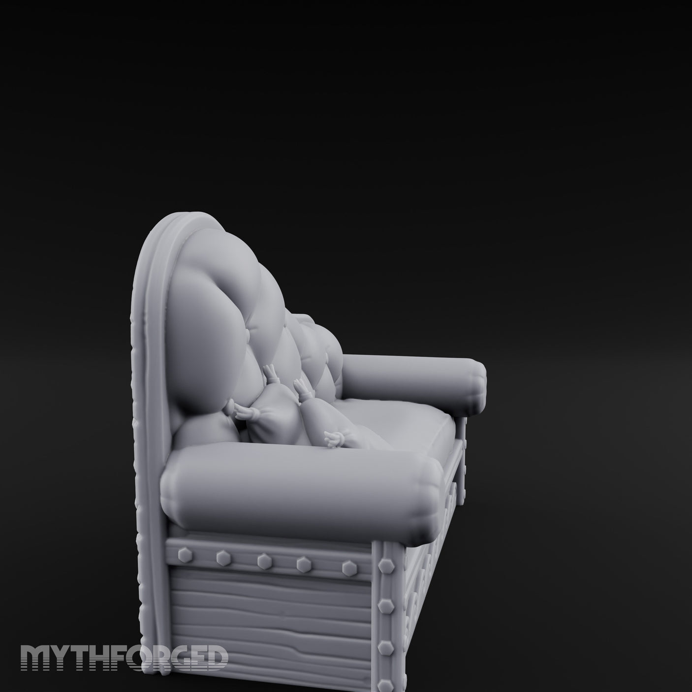 Button-Tufted Wave-Scrolled Pirate Captain's Chaise Lounge gallery 3