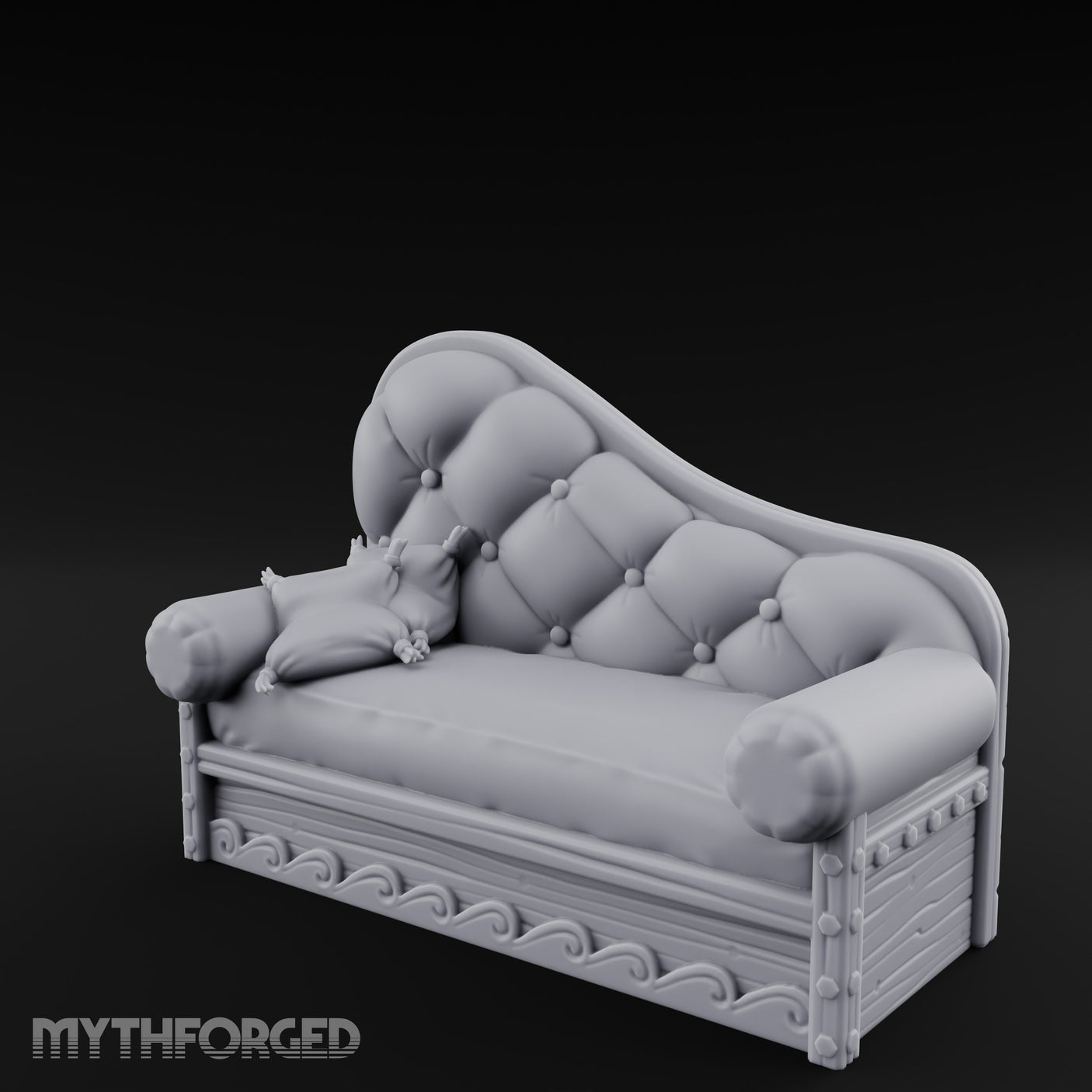 Button-Tufted Wave-Scrolled Pirate Captain's Chaise Lounge gallery 8