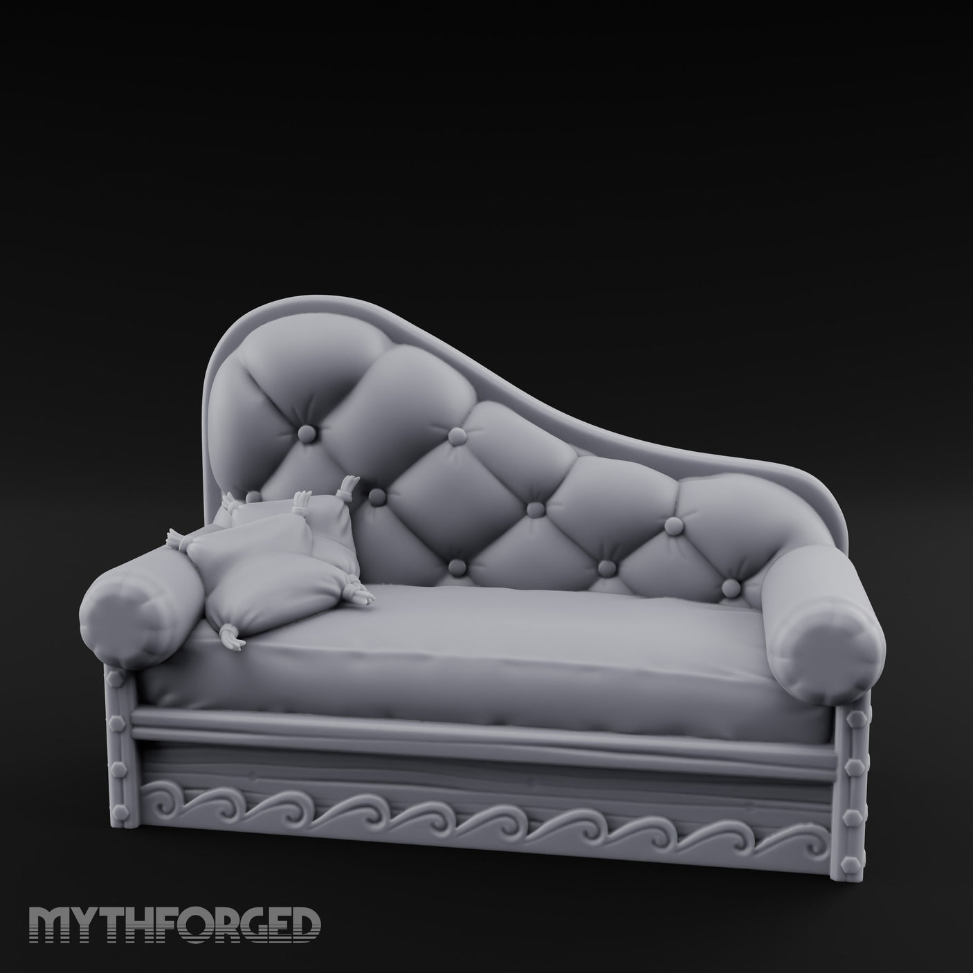 Button-Tufted Wave-Scrolled Pirate Captain's Chaise Lounge gallery 9