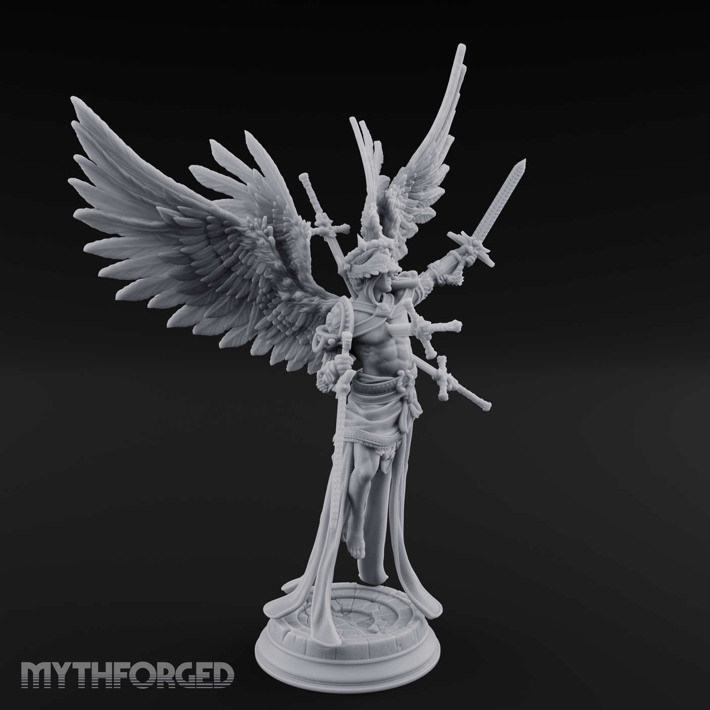 Wings Spread Wide Angel Paladin Miniature for Dungeons and Dragons, Pathfinder or other TTRPGs