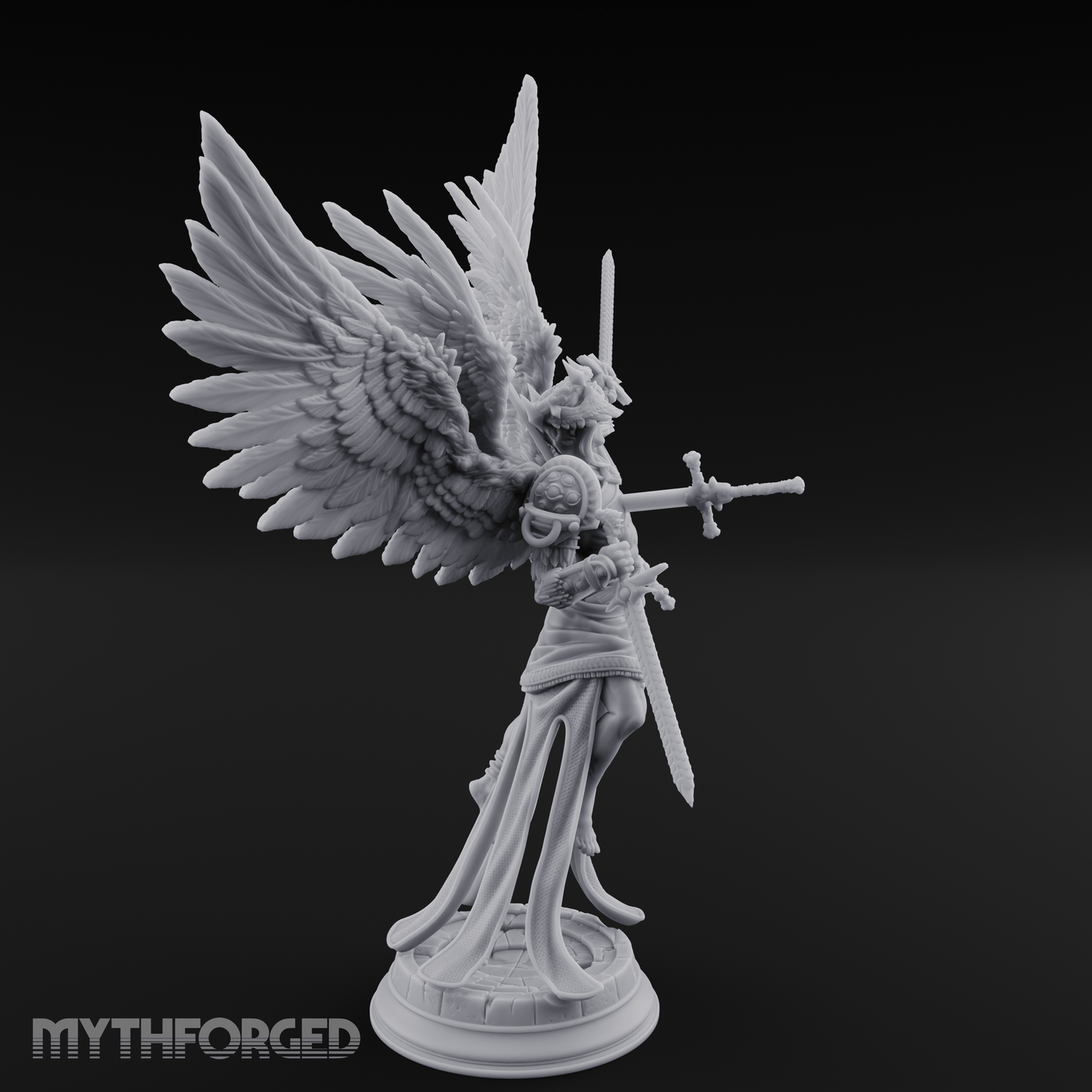 Wings Spread Wide Angel Paladin Miniature for Dungeons and Dragons, Pathfinder or other TTRPGs
