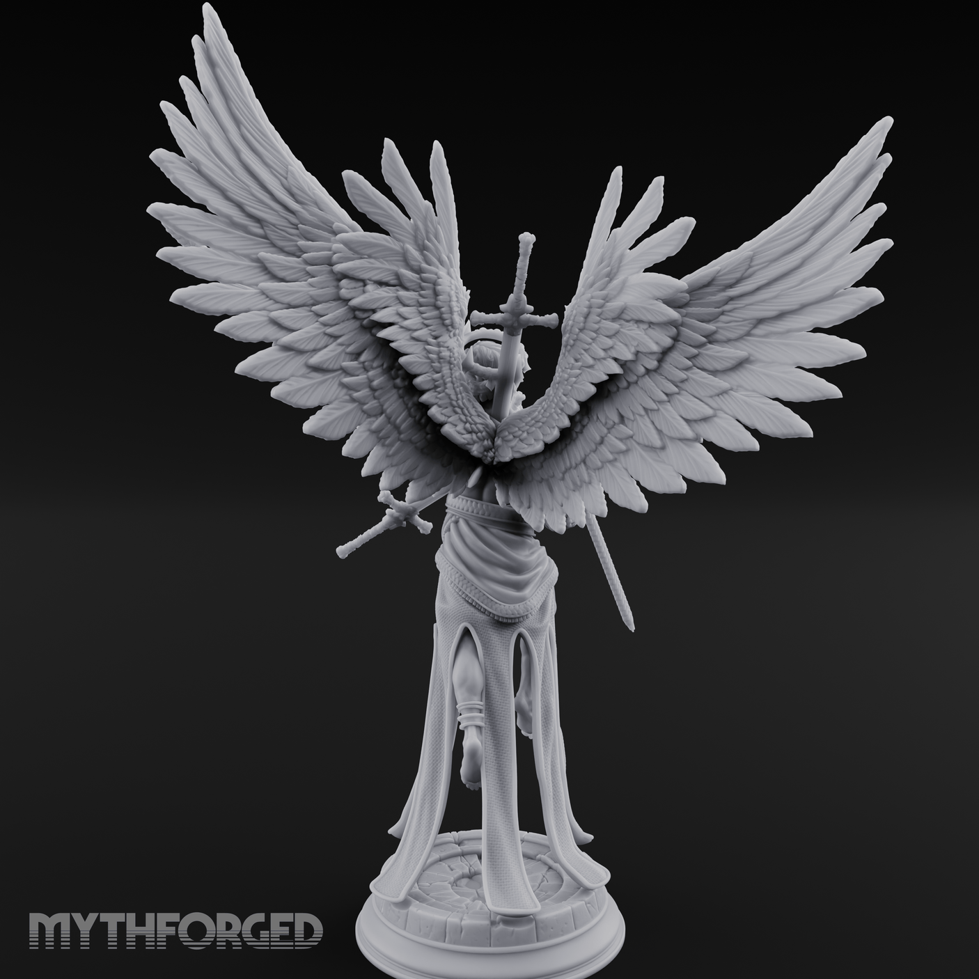 Wings Spread Wide Angel Paladin Miniature for Dungeons and Dragons, Pathfinder or other TTRPGs